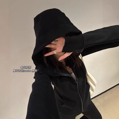 Lu同款新款卫衣连帽Scuba加绒女秋冬修身显瘦运动瑜伽开衫外套 - 图2