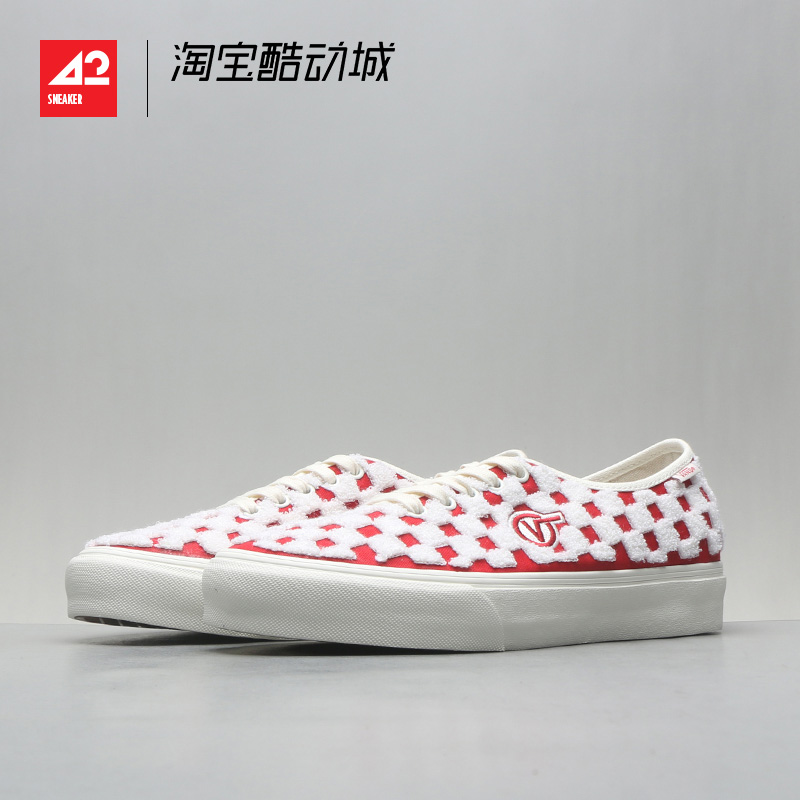 现货42运动Vans Vault Authentic黑白雪尼尔厚底棋盘格男女板鞋 - 图1