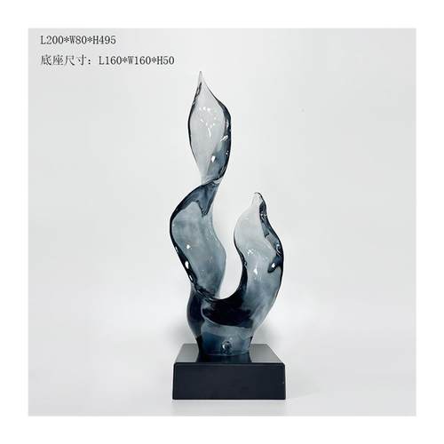 现代客厅抽象艺术透明树脂雕塑摆件酒店样板房办公桌电视柜工艺品 - 图3