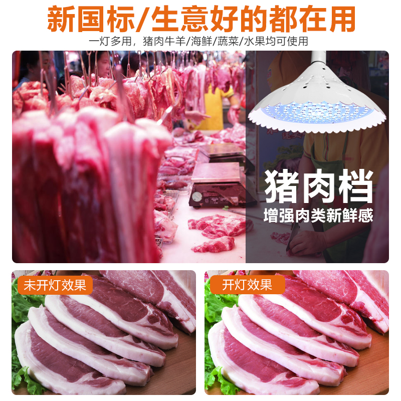 生鲜灯白光高显猪肉鲜肉灯2023新国标蔬菜水果熟食市场超市专用灯 - 图2