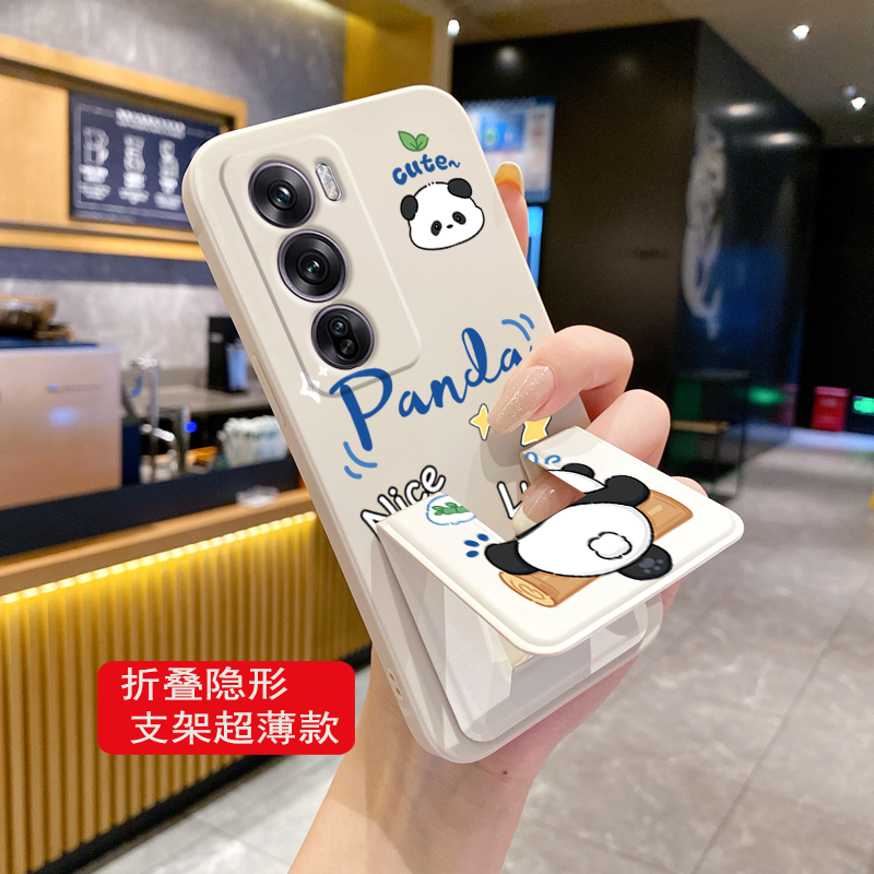 OPPOReno12手机壳新款Reno11Pro多功能磁吸支架Reno10调皮熊猫Reno8/7折叠腕带7se/6/5全包防摔4/3/2硅胶软壳 - 图2