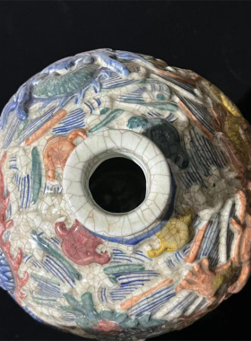 老瓷器白浒孤窑青花釉里红雕刻龙纹梅瓶文玩老货收藏中式客厅摆件