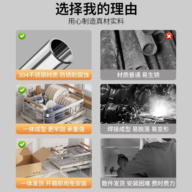 新款不锈钢碗碟收纳架厨房置物架台面水槽放碗盘子碗筷沥水篮碗架,淘宝优惠券,粉丝福利购,淘宝优惠卷