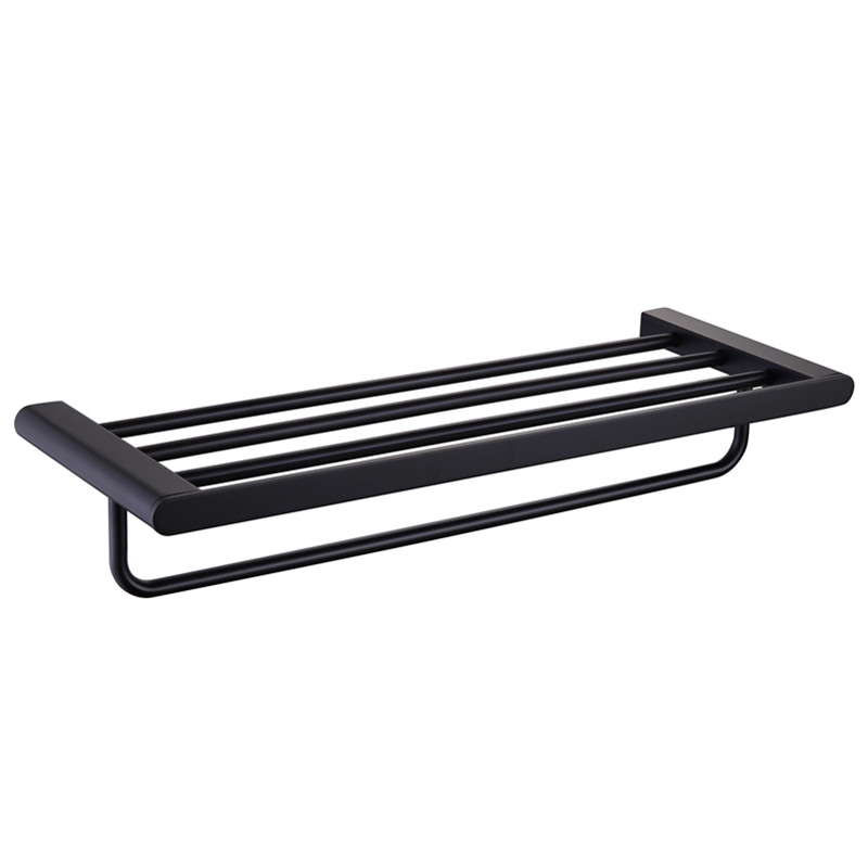 出口德国黑色毛巾架卫生间五金挂件套装浴室置物架不锈钢浴巾架子 - 图3