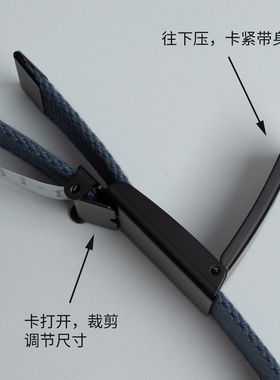男女通用灰蓝帆布免孔工装腰带
