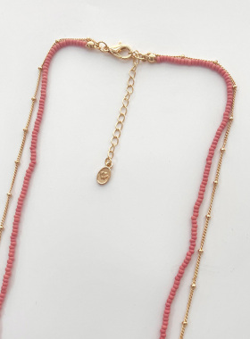 铜合金珠链女英伦气质双层项链