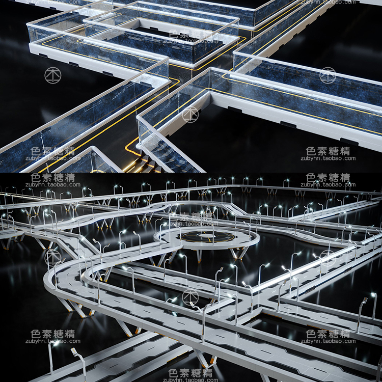 未来科幻科技城市街道交通道路车站建筑3d三维模型maya3dmaxc4d - 图2