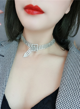 轻奢小众满钻流苏吊坠女性感项圈