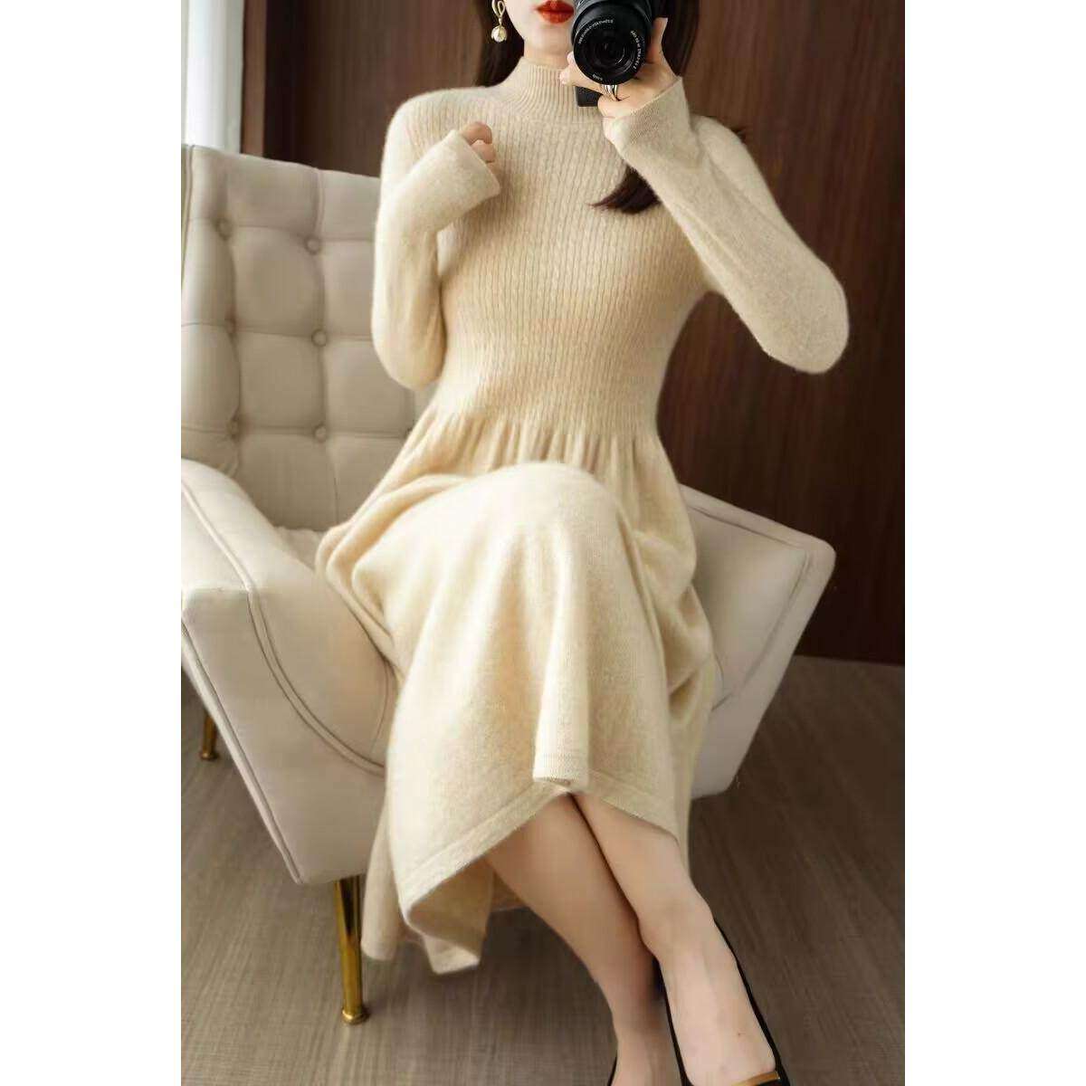 秋冬新款长款羊绒衫毛衣连衣裙宽松伞裙,淘宝优惠券,粉丝福利购,淘宝优惠卷