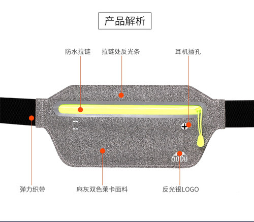 跑步手机袋运动腰包男女款健身小包户外防水装备轻薄收纳隐形腰带-图1