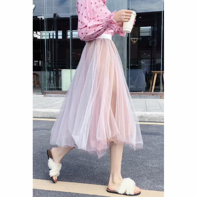 2020春季新款网纱韩版仙女子半身裙 baryas女装半身裙
