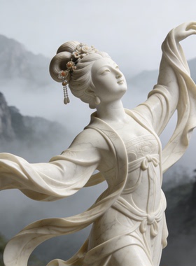 杨玉环汉白玉石雕定制摆件