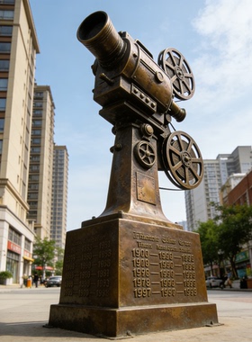 电影放映机仿铜铸铜景观雕塑