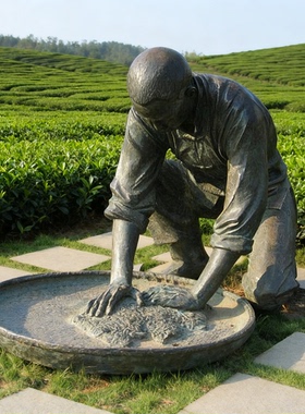 茶艺人物铸铜雕塑装饰摆件