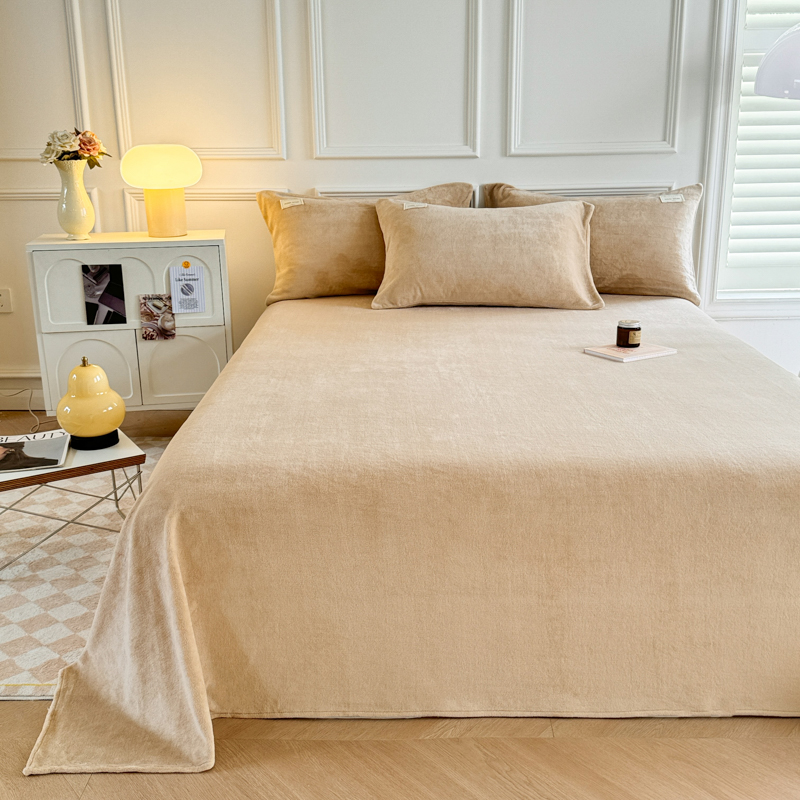 洁丽雅毛毯牛奶绒床单单件冬季加厚加绒法兰绒毛绒珊瑚绒宿舍被单