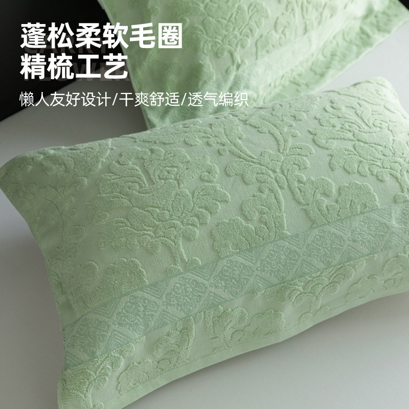 全棉双面提花枕巾四季通用复古怀旧毛圈盖巾成人情侣加大枕头巾 - 图2