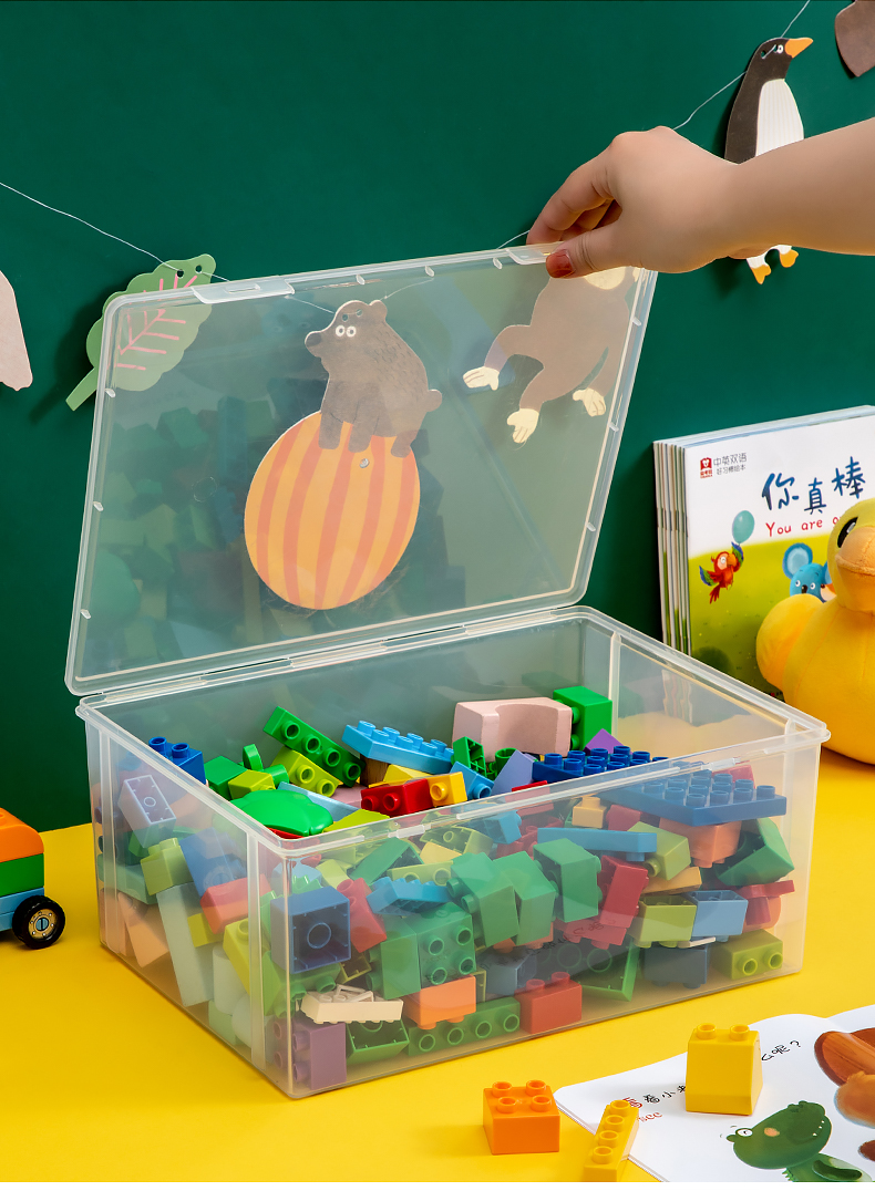 乐高收纳盒大颗粒积木收纳箱儿童玩具零件分类整理储物箱透明有盖 - 图1