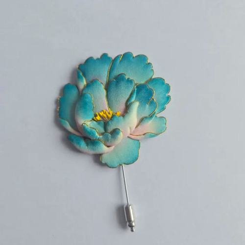 非金属布艺胸针 布糊画牡丹花胸针中国风古典手作 - 图0