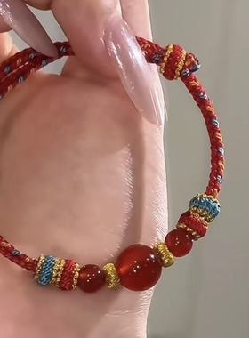 中国风敦煌仿玉石红绳手链礼物