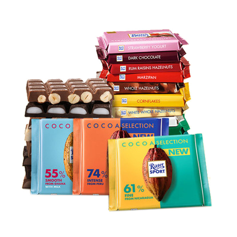 ritter sport瑞特斯波德巧克力100g 钰熙好耘食品夹心巧克力