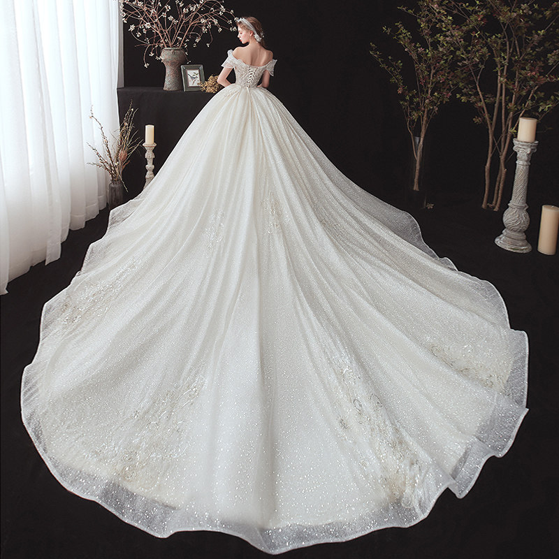 一字肩婚纱2020新款气质新娘女森系 露唯莎婚纱