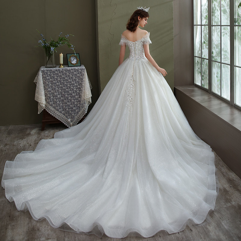 一字肩主婚纱2022新款新娘小个子轻 露唯莎婚纱