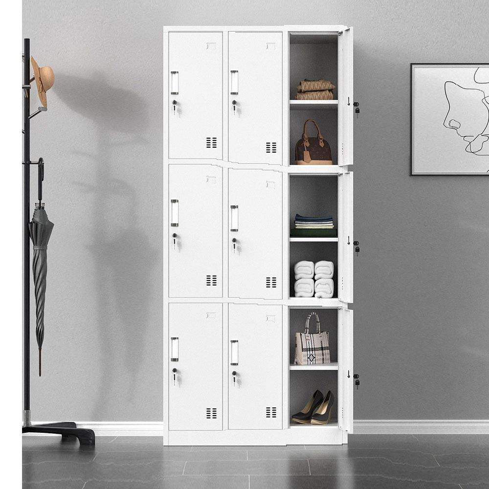 钢制九门员工更衣柜存包柜6门宿舍铁皮储物柜带锁9门浴室换衣柜子,淘宝优惠券,粉丝福利购,淘宝优惠卷