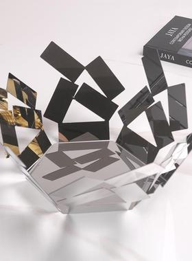 现代轻奢镂空果盘设计师客厅茶几摆件样板间软装桌面装饰收纳托盘