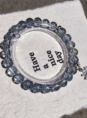 冰种玻璃体冰镇气泡水托帕石手链铜镀银小众学生显白轻奢时尚手串