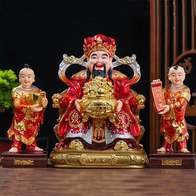 New God of Wealth from all directions, resin Buddha statue, Yuanbao God of Wealth, shop opening office fortune-enhancing ornaments