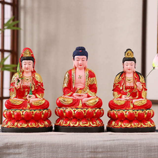 Sitting on the Three Saints of the West, Avalokitesvara and Mahasthamaprapta Bodhisattva