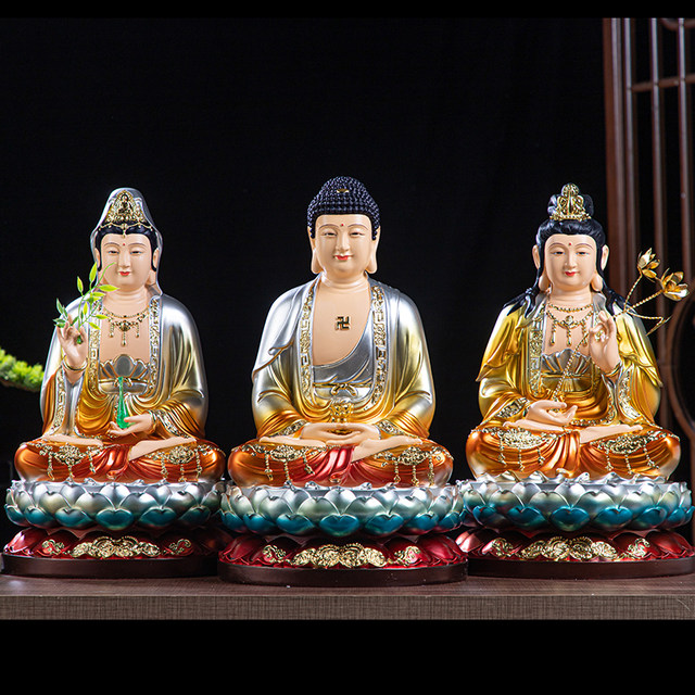 Sitting on the Three Saints of the West, Avalokitesvara and Mahasthamaprapta Bodhisattva