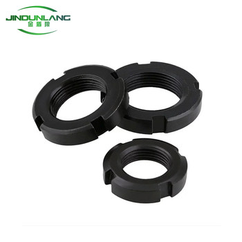 Round nut slotted locking anti-thread nut stop back four-slot nut GB812 National standard carbon steel hardened round nut m45