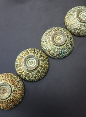 古玩福禄寿禧小铜碗套装仿古做旧