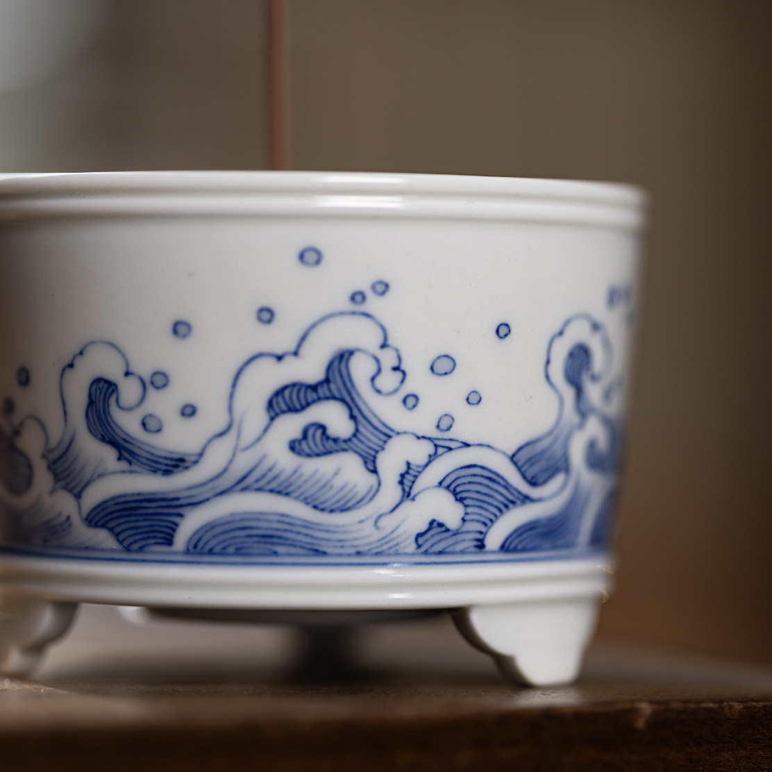 永庆香堂【碧落潮生】陶瓷香炉景德镇青花手绘复古沉檀香熏香炉,淘宝优惠券,粉丝福利购,淘宝优惠卷