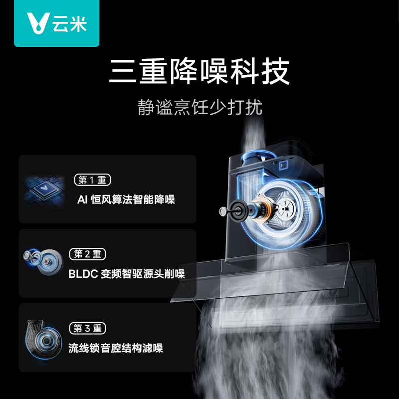 云米降噪烟机Super3家用抽油烟机燃气灶套装厨房烟灶顶侧双吸
