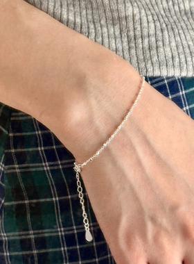 S925纯银小方块碎银子手链女ins精致高级感叠戴手饰送闺蜜礼物