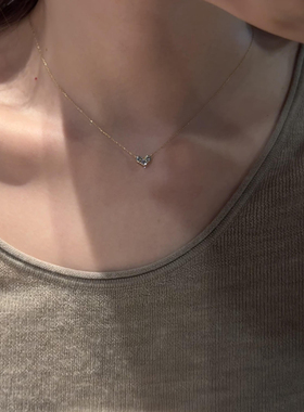 S925纯银mini锆石爱心项链女轻奢小众ins气质高级吊坠百搭锁骨链