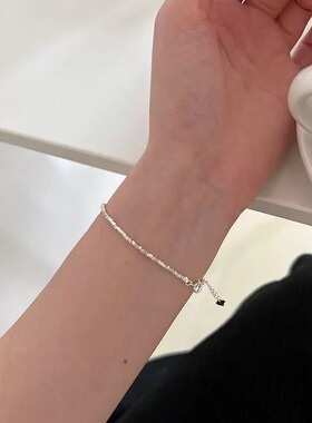 S925纯银碎银子手链女韩版简约ins抖音直播热卖款式时髦手环