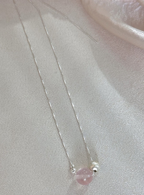 S925纯银韩版磨砂水晶球项链女小众设计锁骨链简约百搭时尚颈链