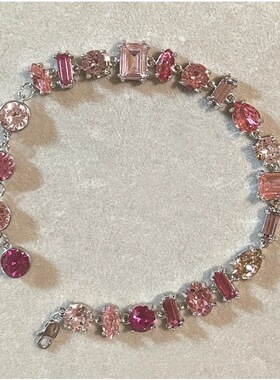 精致时尚新款甜美风粉色手链女锆石镶嵌轻奢时尚百搭闺蜜手链