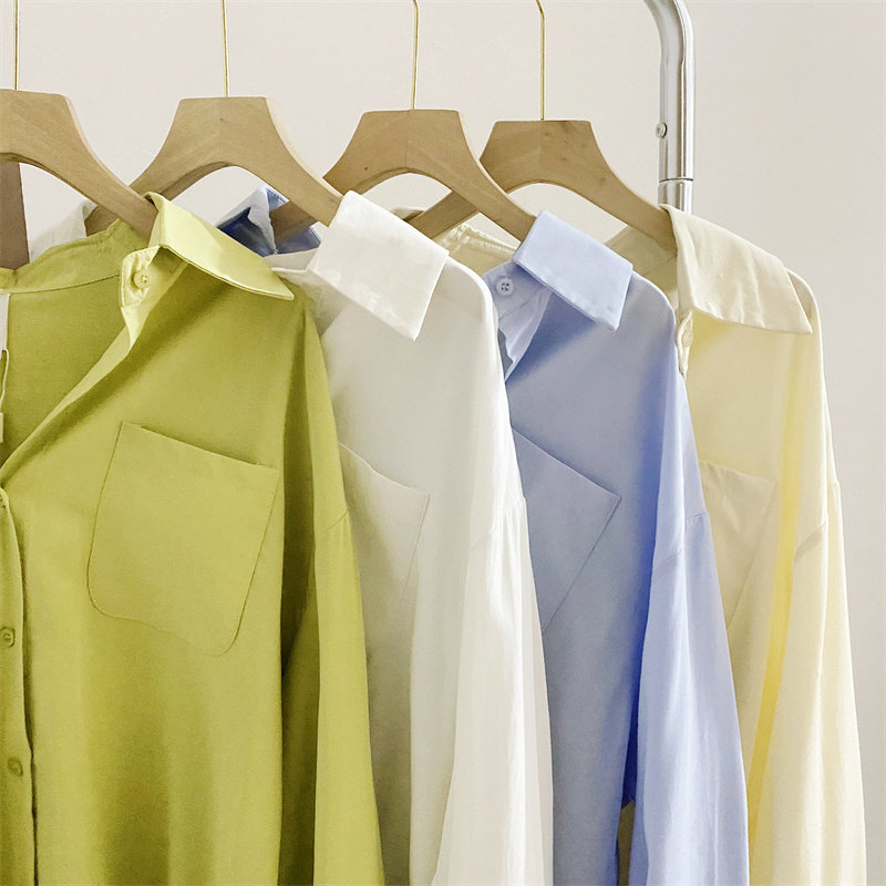 绿色女设计感小众宽松慵懒风衬衫 莲妲衬衫