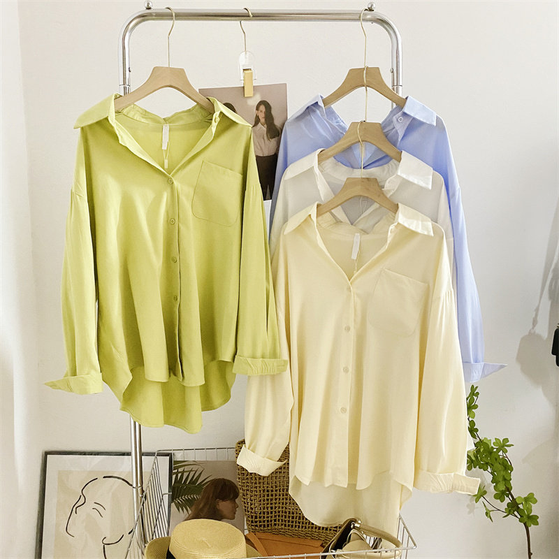 绿色女设计感小众宽松慵懒风衬衫 莲妲衬衫
