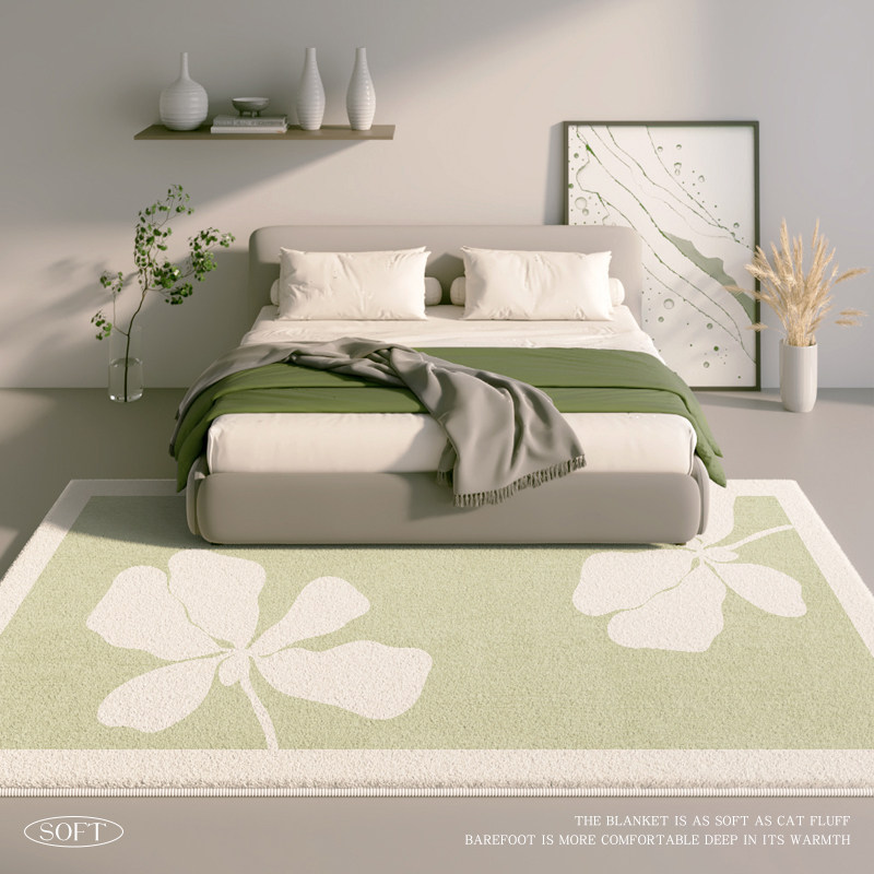 卧室高级感家用长条毛绒加厚床边毯 银锦床边毯