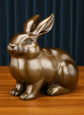 全铜特大正兔财兔生肖兔家居办公室摆件兔年吉祥物乔迁开业新品