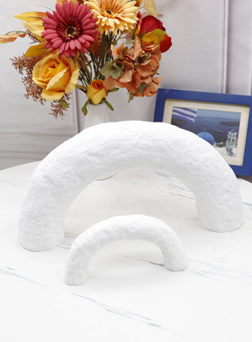 现代北欧几何拱形摆件软装样板间售楼部不规则黑白色家居饰品配搭