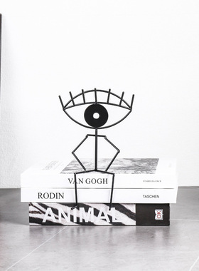 欧式简约创意黑色线条眼睛摆件样板间售楼部家居客厅电视柜装饰品