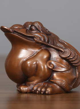 紫铜金蟾摆件工艺品三足金蟾蜍家居客厅办公室装饰摆设开业新品