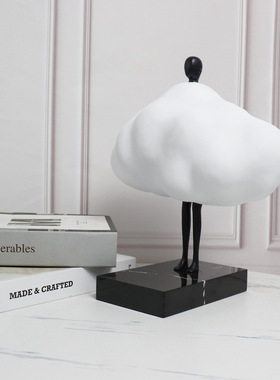 简约创意白色云朵人物摆件金属底座售楼处前台样板房家居装饰品