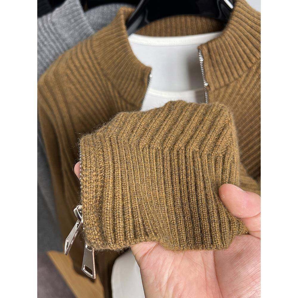 纽花纯色开衫男针织衫秋冬季厚款毛衣外套男立领夹克披肩春装线衣,淘宝优惠券,粉丝福利购,淘宝优惠卷